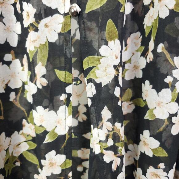 Forever 21 Top Womens 3X Duster Kimono Longline Floral Button Front Lightweight - Picture 6 of 10